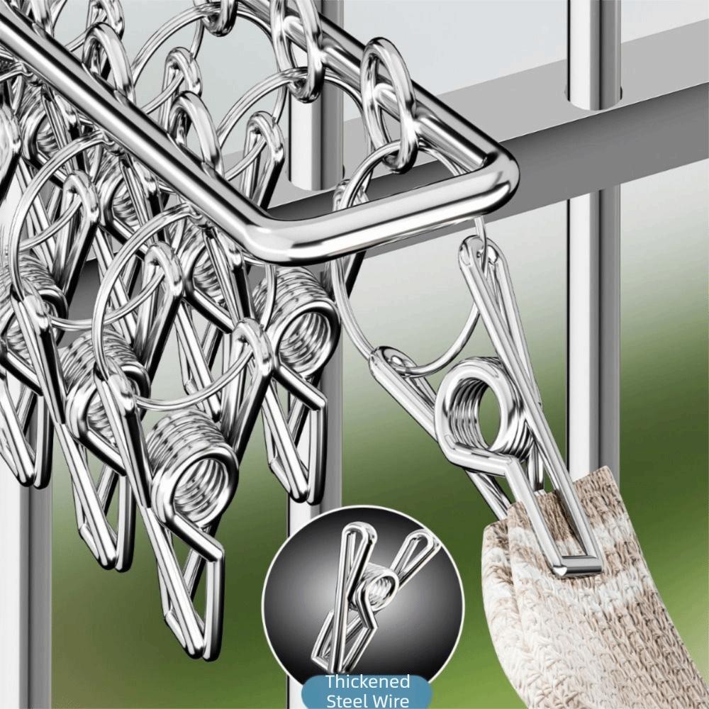 Windproof Socks Drying Rack Stainless Steel Socks Clips Durable Laundry Hanger  Balcony
