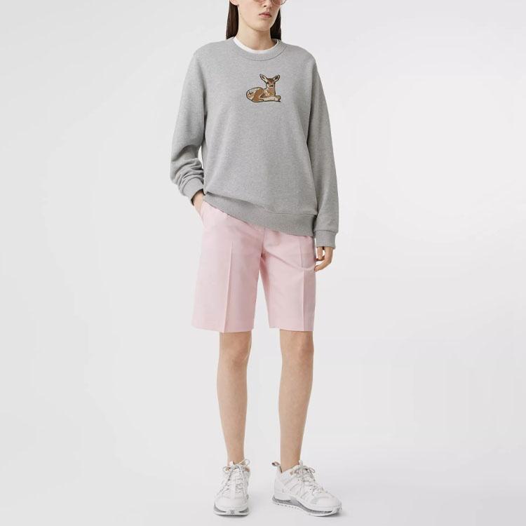 (WMNS) Burberry Deer Pattern Cotton Loose Swea Grey Women's 80321171