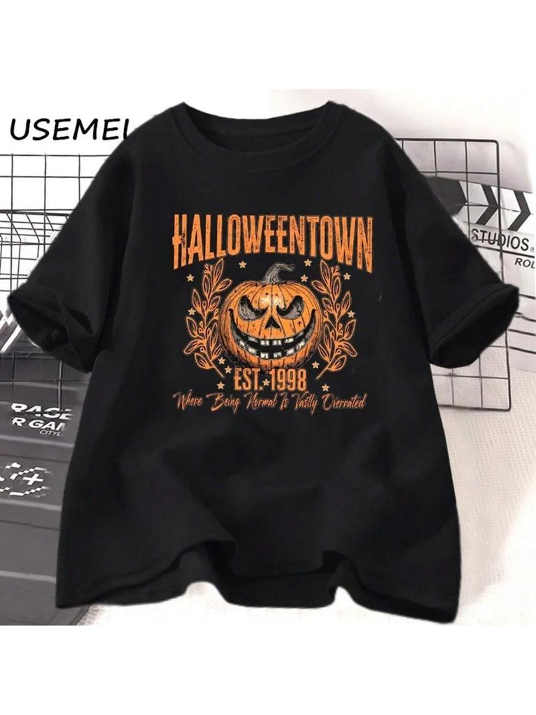 Retro Halloween T-Shirts Coquette Bow T Shirt Spooky Mama T-Shirt Pumpkin Designs For Tee Shirts Trending Fall Womans Clothing