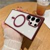 For Samsung Galaxy S25 Ultra Luxury Magsafe Magnetic Matte Frame Transparent Phone Case For Samsung S22 S23 S24FE S25 Plus Cover