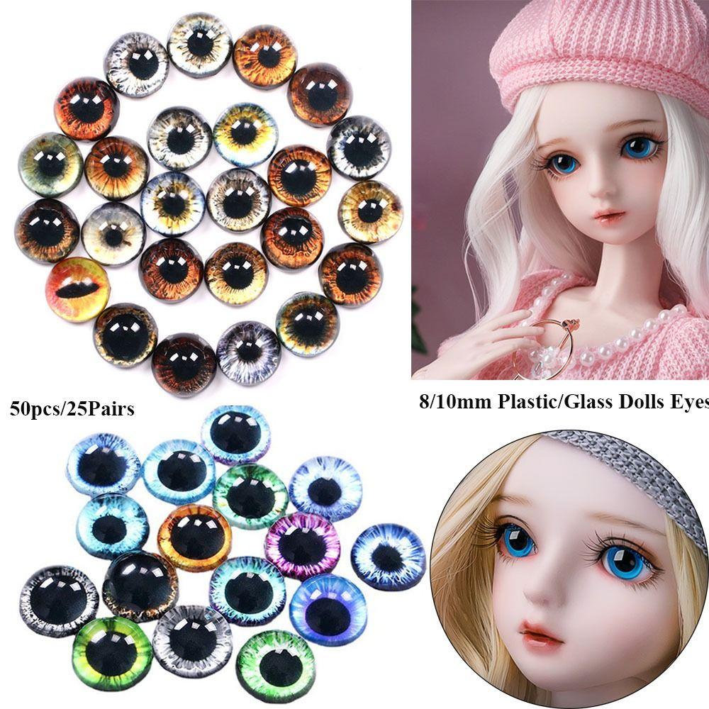50pcs/25Pairs 8/10mm Accessories Toy Dinosaur Glass Dolls Eyes Doll Eyeballs DIY Crafts Animal Eyes