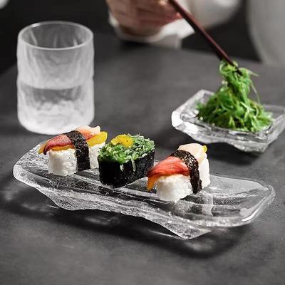 Японская стеклянная тарелка для сашими Glacier Sushi Кухонная посуда Блюдо Столовая посуда Ужин Торт Обеденный бар Домашний сад