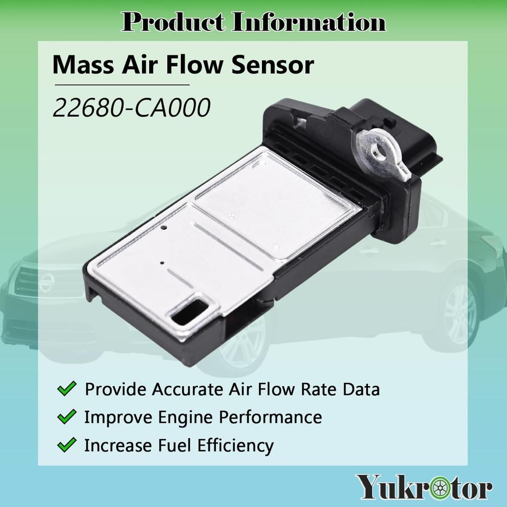 Датчик массового расхода воздуха MAF Sensor 22680-CA000 Совместим с 2003-2014 Nissan Altima Frontier Maxima Murano Pathfinder Rogue Sentra Titan Xterra