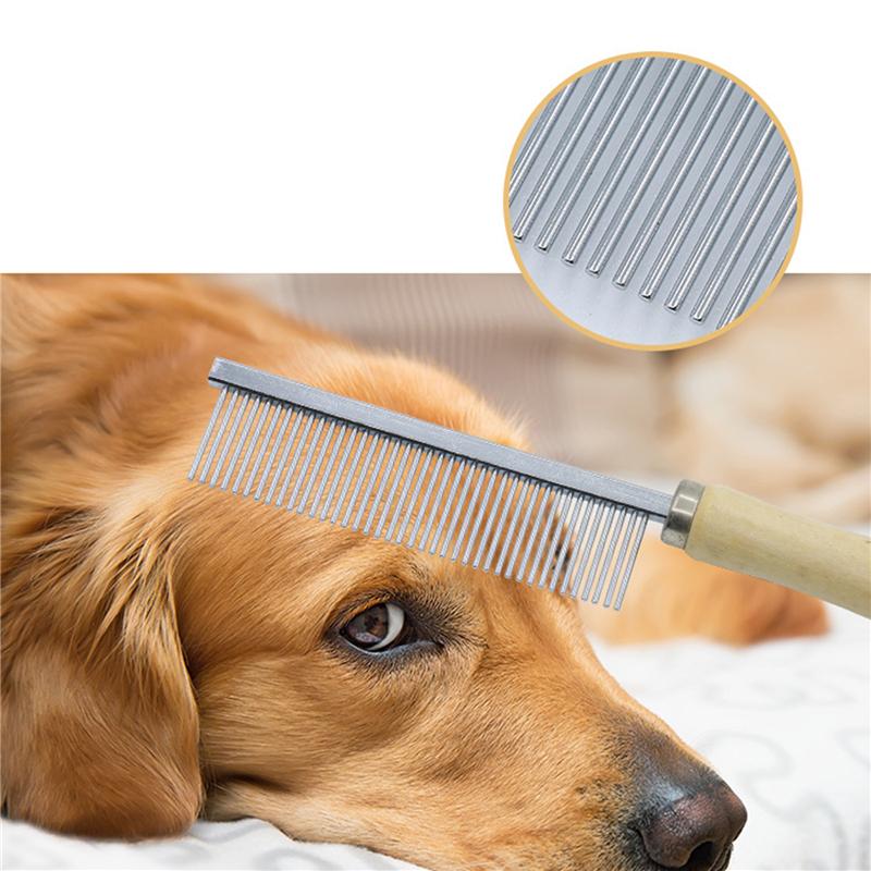 Pet Hair Remover Cat Hair Comb Grooming Wooden Handle Cat Comb Smooth Hair Dog Brush