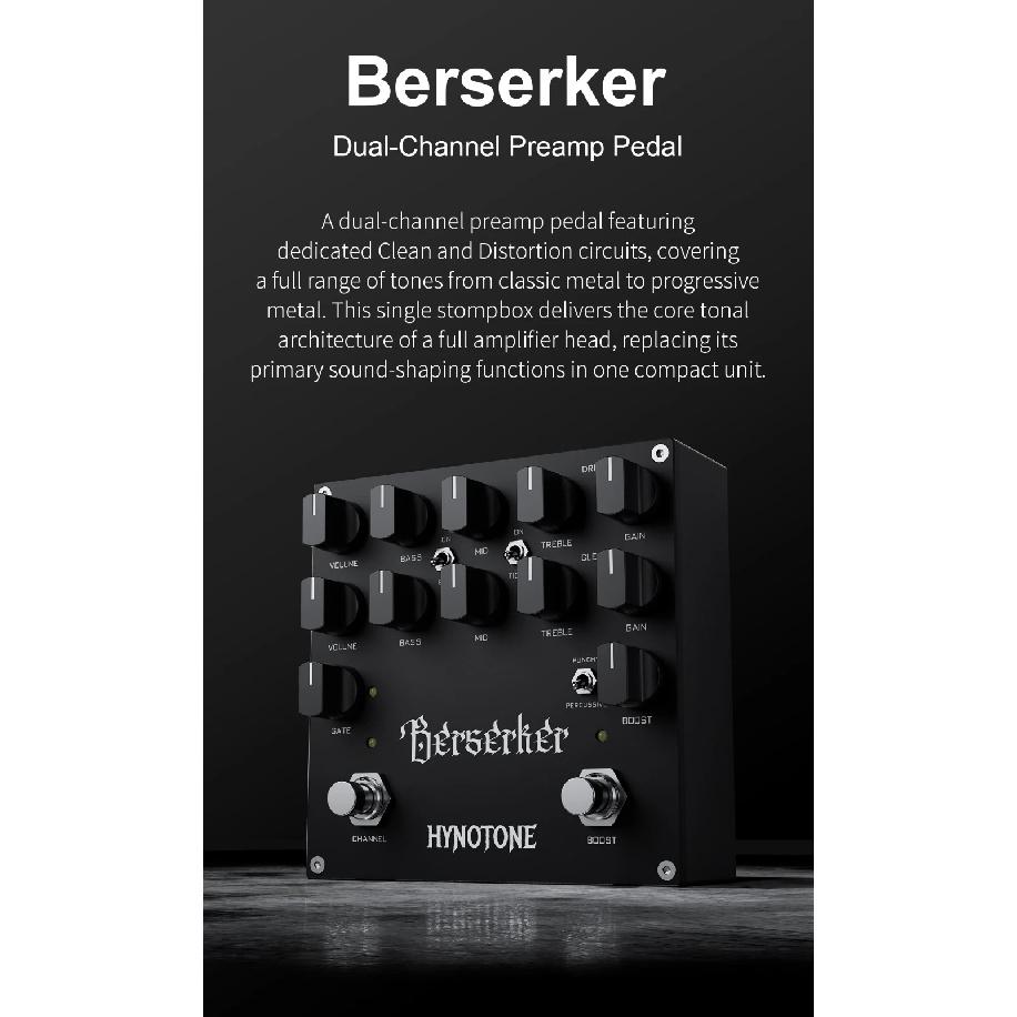 TOPPING Berserker Dual-Channel Preamp Pedal each with its own Gain, Volume, and 3-band EQ (Bass, Mid, Treble)