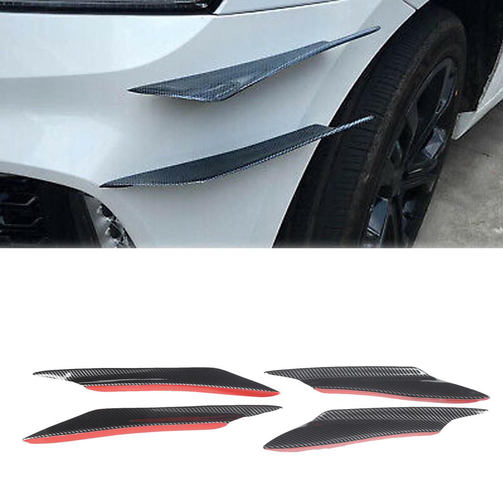 4Pcs Universal Front Bumper Spoiler Lip Splitter Fin Carbon Fiber Style Car Exterior Body Kits