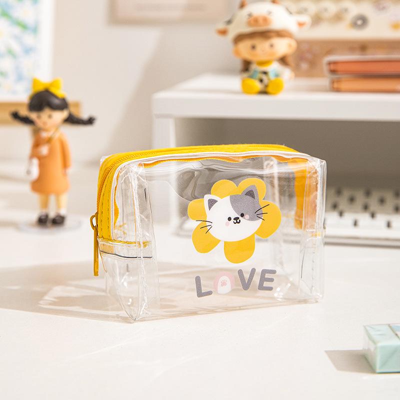 Милый мультяшный зверек, прозрачный ПВХ кошелек для монет, детские мини-портативные наушники, органайзер для кабеля передачи данных, женская водонепроницаемая косметичка