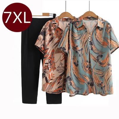 Рубашка с короткими рукавами для пожилых мам, летние женские рубашки, женский костюм среднего возраста, большие размеры