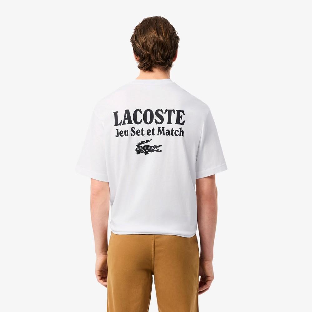Lacoste Мужская футболка с графическим принтом и надписью, свободного кроя, с коротким рукавом TH5950-55N001