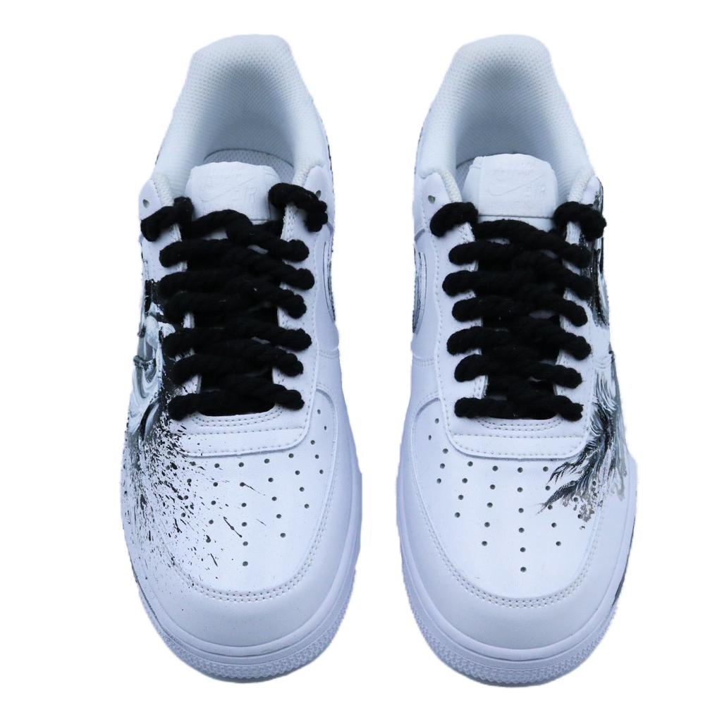 Nike Nike Air Force 1 Чернильная живопись Карп Нескользящие Устойчивые к истиранию Низкие Скейтбордические кроссовки Унисекс Черно-белые CW2288-111(Команда779- )