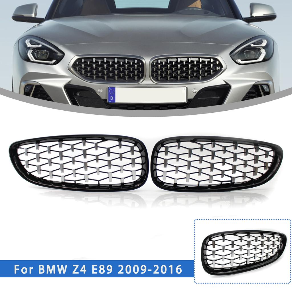 1 Pair Car Front Bumper Diamond Style Kidney Grille Replacement Racing Grilles Car Styling Accessories For BMW E89 Z4