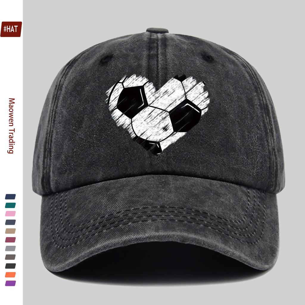 pc Vibrant and Beautiful HeartShaped Soccer Print Baseball Cap Printed Design Casual Hat for Sports Enthusiasts Comfortable