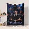 1Pc Wednesday Addams Mystery Flannel Blanket, Soft And Comfortable, Casual Warm, Camping Travel, Christmas, Halloween Xmas Gift L1467