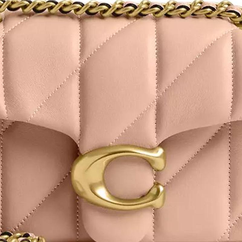 COACH Tabby 20 Chain Shoulder Strap Quilted Diamond Nappa Leather Pillow Bag Shoulder Bag Small Women's Light Pink