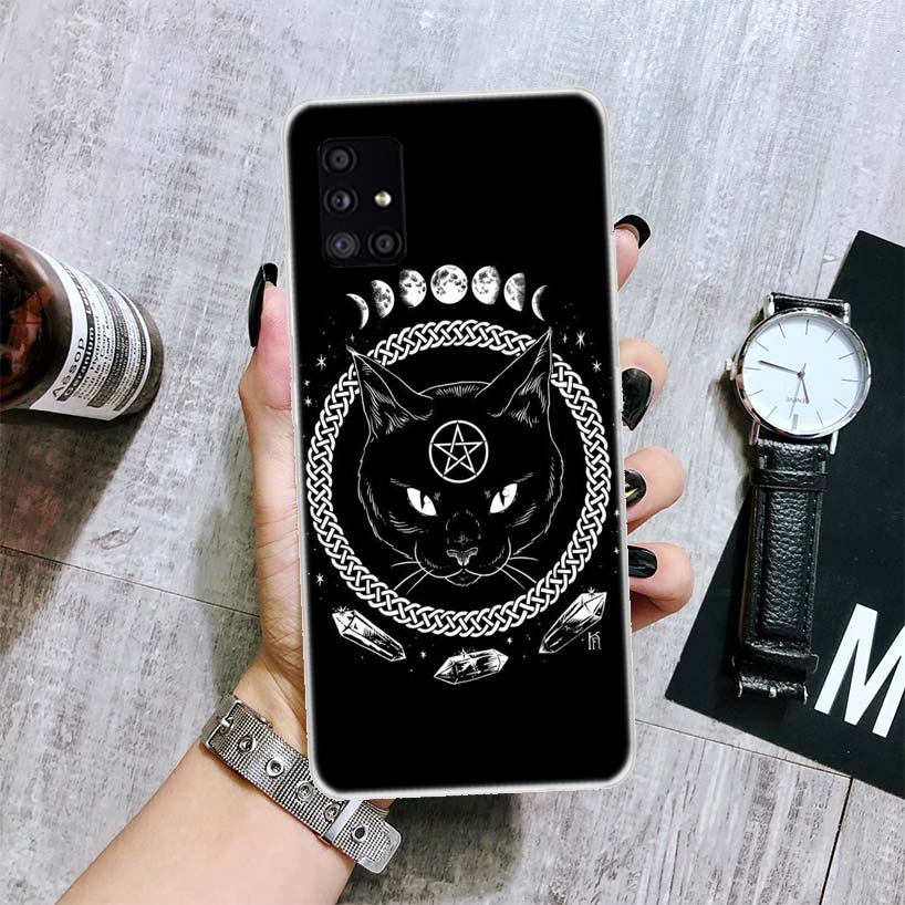 Красочный милый чехол для телефона с ведьмой и котом для Samsung Galaxy A52 A53 A12 A13 A22 A23 A32 A33 A72 A73 A42 A02S A03S 5G A50S, чехол Co