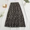 Летние юбки женские винтажные цветочные принтованные шифоновые юбки А-образного кроя эластичные повседневные юбки средней длины с высокой талией и подкладкой для пляжа