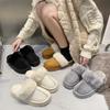 Thick-soled One-pedal Snow Boots for Women's New Thickened and Velvet Bag Head, Wearing Muffin-bottomed Fluffy Slippers