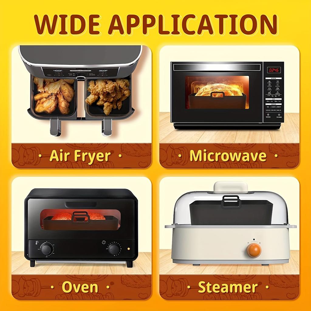 11pcs Ninja Air Fryer Accessories Set For Dual-Basket Air Fryers Air Fryer Racks Silicone Air Fryer Liners Oil Brush Kitchen Tongs Coating Pan Paper