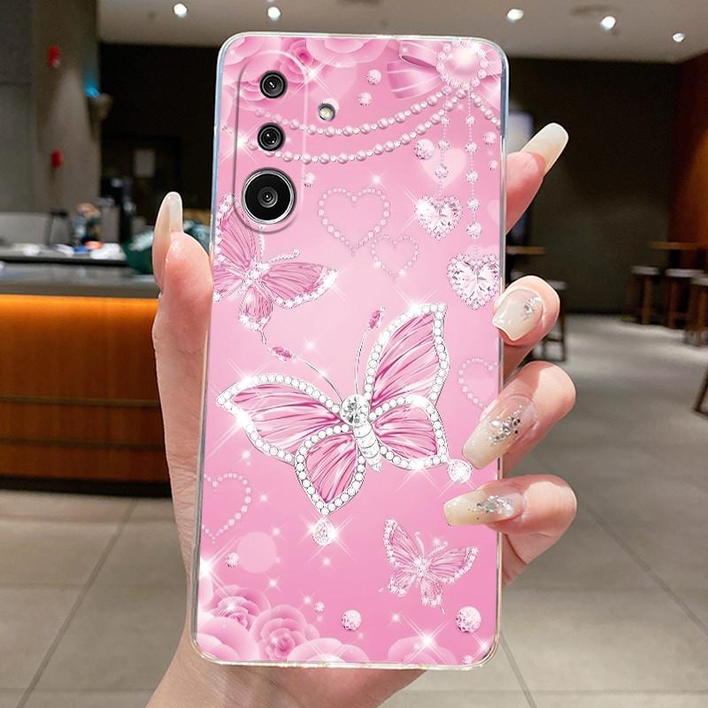 Phone Case For Samsung Galaxy M36 F36 5G Soft Transparent Silicone Flexible TPU Clear Cover Luxury Fashion Butterfly Flower Case