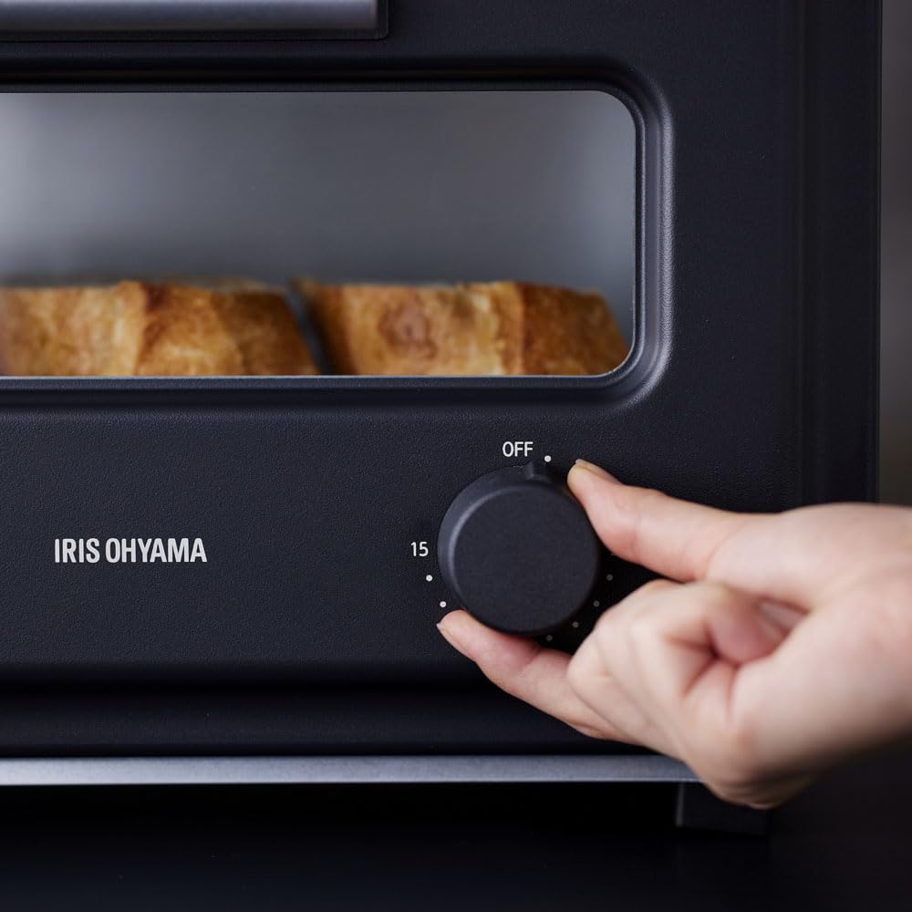 Iris Ohyama Toaster 2 Instant Faster and More Uses Flat Carbon Temperature Charcoal Oven, Pieces, Steam, Heat, Tasty, Heater, Adjustment, Timer,