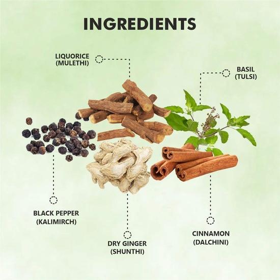 Octavius Tulsi Kadha Порошок - 150 г | Традиционный индийский отвар | Порошок Аюш Кват Кадха помогает облегчить кашель и простуду | Тулси Кадха Микс