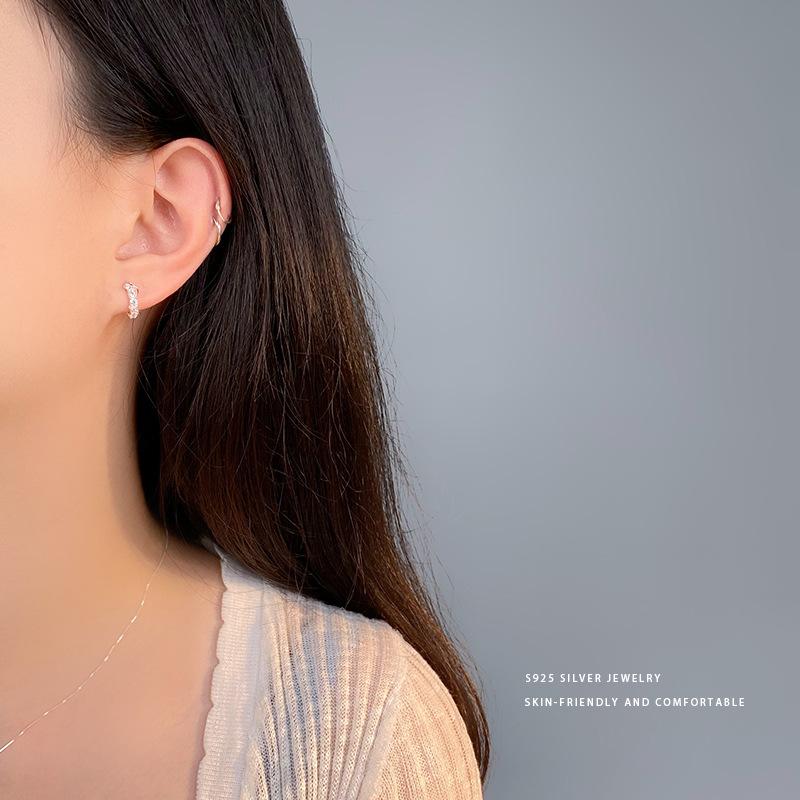 Fashionable Wrapped Zircon Earrings for Women Simple Niche Daily Earrings Temperament Earrings High-end