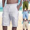 Men's Casual Cotton Linen Shorts Multi Pocket Tether Fitness Exercise Beach Pants