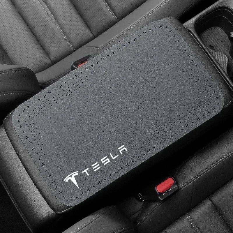 Автомобильная наклейка Tesla 1 шт. Подушка подлокотника автомобиля Крышка ящика для хранения в автомобиле Защитный коврик для Tesla Model 3 S X Y Roadster SpaceX Интерьер Ac