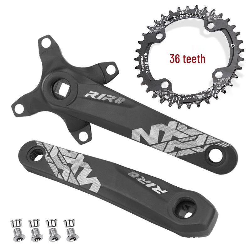 RIRO Mountain Bike Crankset, Square Hole, 10/11-Speed, 104BCD, Positive/Negative Tooth, Single/Double Disc