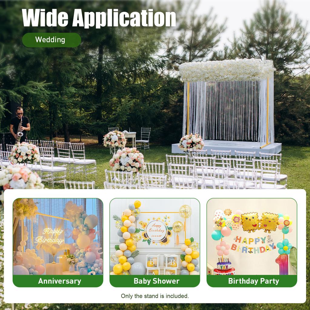 Adjustable Square Wedding Arch, Iron Backdrop Frame for Party Decor, DIY Ceremony with Flowers Lights Balloons, Yellow