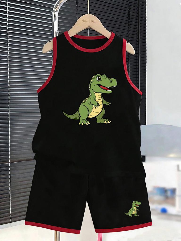 Boys’ classic T-Rex set. Bold prints, breathable fabric, loose fit for cool daily & school outfits.