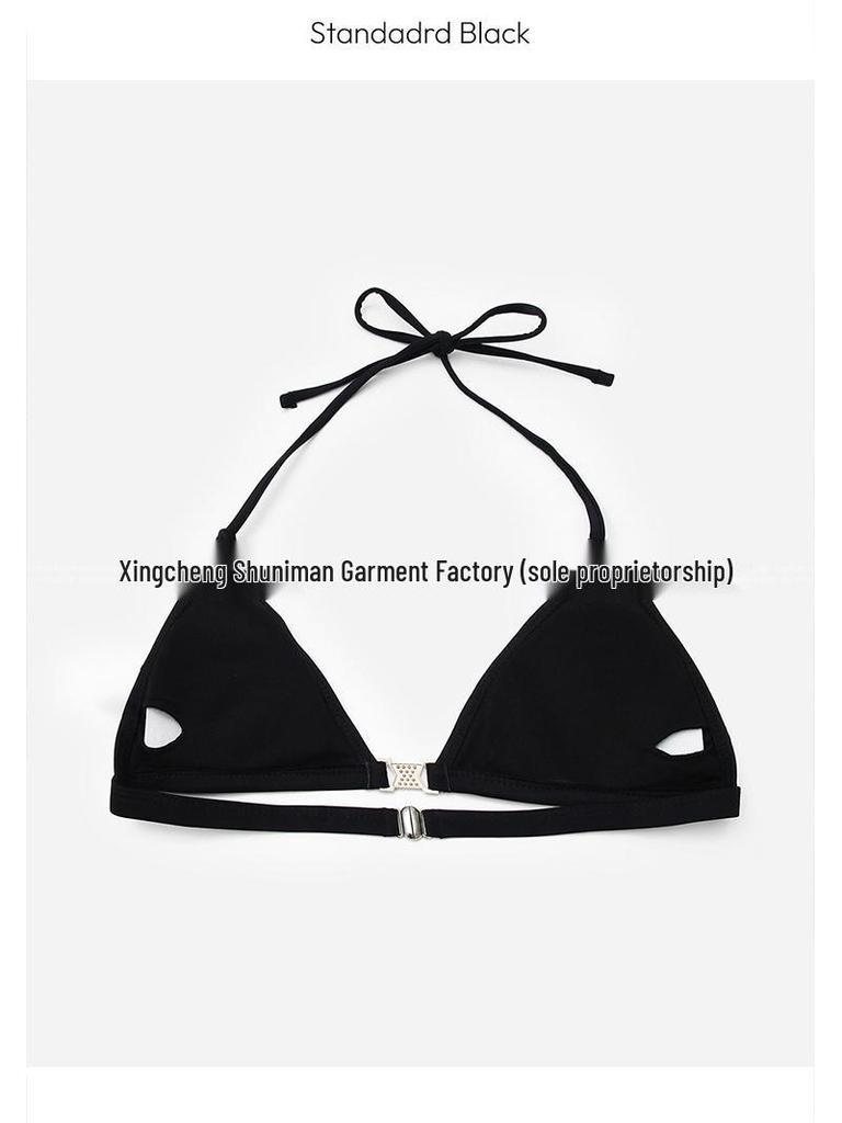 European & American Sexy Strappy Split Swimsuit: Low Waist Tummy Control Push-Up Bikini for Small Chests, Perfect for Beach Vacations.