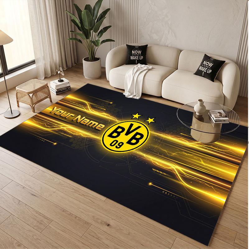 Custom Rug Borussia Dortmund Pattern Print Name Text Soft Non‑Slip Floor Carpet for Home Indoor Decoration