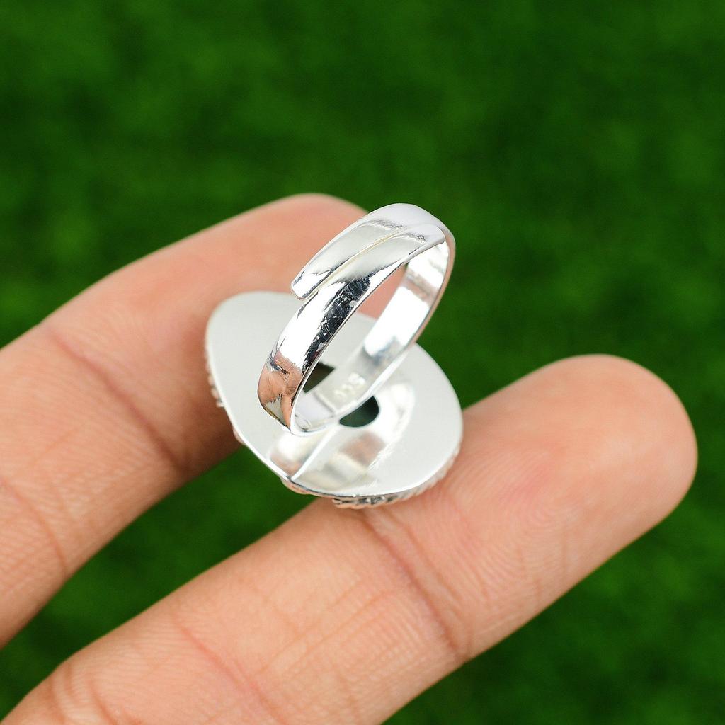 Sterling Silver Tibetan Turquoise Stone Boho Solitaire Throat Chakra Sister Ring