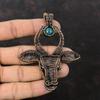 Апатитовый кулон, медная проволока, обернутая драгоценным камнем, кулон ручной работы в виде головы быка, дизайнерское медное ювелирное украшение, подарок для женщин, проволочная обмотка, ювелирные изделия