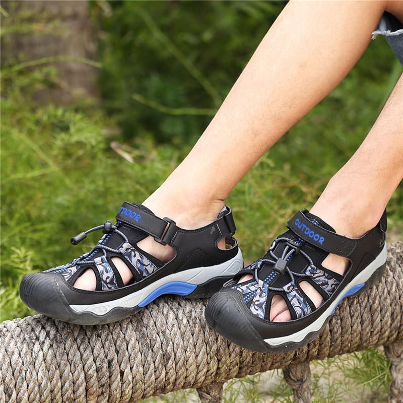 Летние мужские пляжные сандалии, большие размеры, очень широкие мужские сандалии, уличная прогулочная пляжная обувь, дышащая повседневная мужская обувь