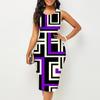 Женское платье Sling SummerBlock Splicing Print Dresses Tight Sleeveless Slim Fit Sexy Fashion Top Clothing