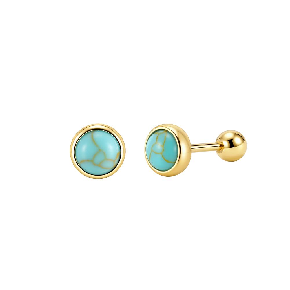 ORSA JEWELS Элегантные серьги из стерлингового серебра 925 пробы с натуральным бирюзой для женщин Изящные ювелирные изделия с драгоценными камнями Подарок на день рождения GME52