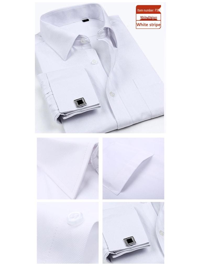 2018 Новое поступление Мужская рубашка больших размеров с французскими манжетами, длинным рукавом, деловая, с вышитым логотипом на заказ