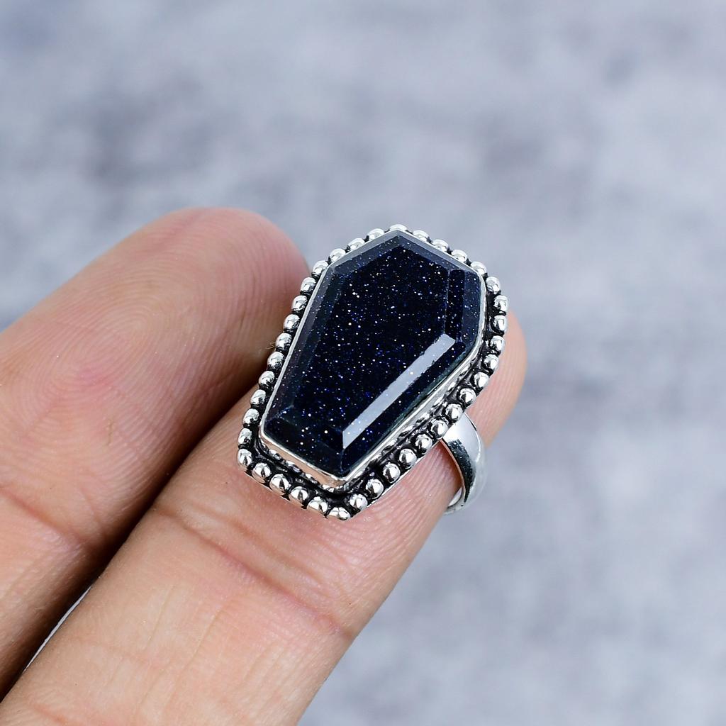 Purple Sunstone Gemstone Handmade 925 Sterling Silver Jewelry Ring Size 7 M-2577