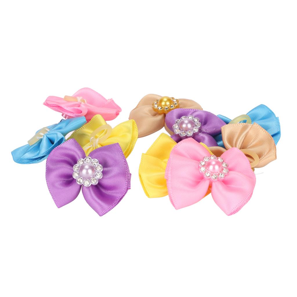 20pcs Pet Hair Bows Cute Mixed Colors Small Dog Topknots with Rubber Band for Puppy Cats Rabbits