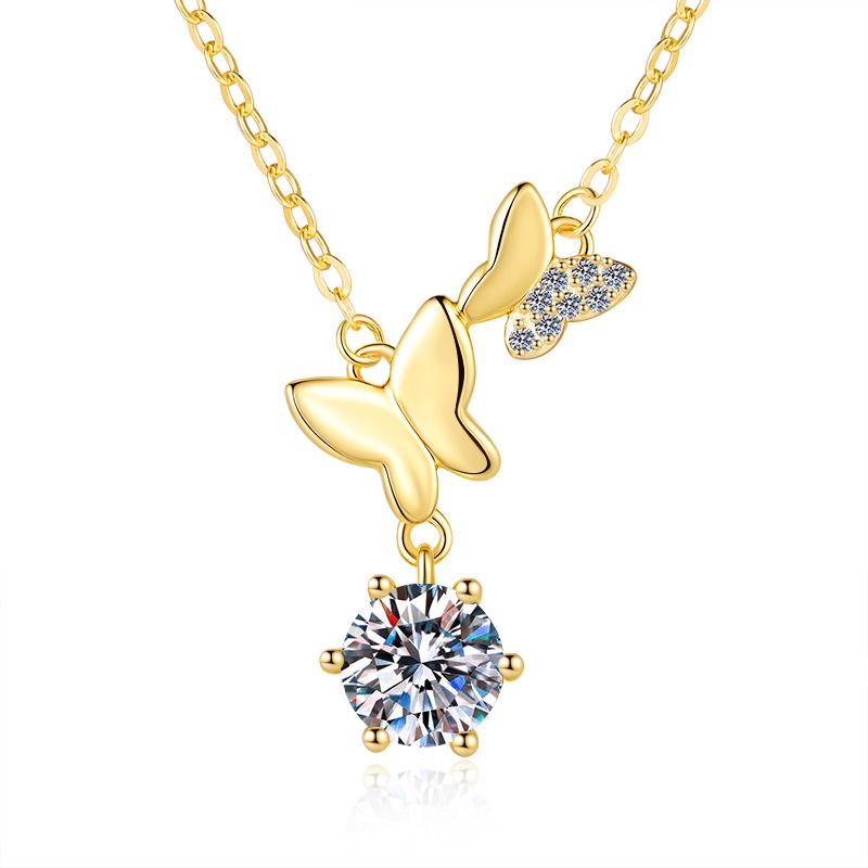 1ct Moissanite Woman Pendant Sier Necklace For Women Chains Party Bridal Fine Jewelry 925sterling Silver Necklace