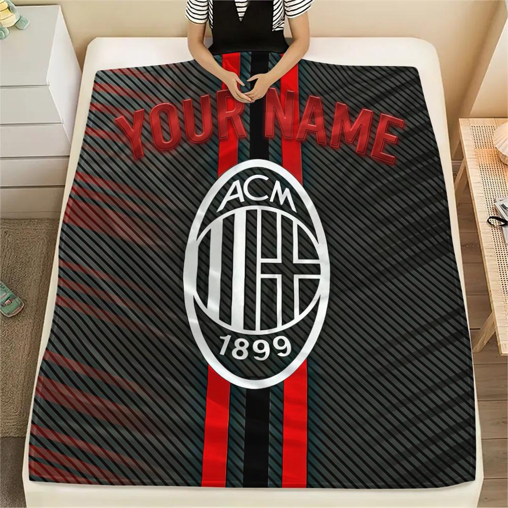 Custom Name AC Milan Flannel Blanket, High quality Comfortable for All Seasons, Home Decor, Warmth and Comfort