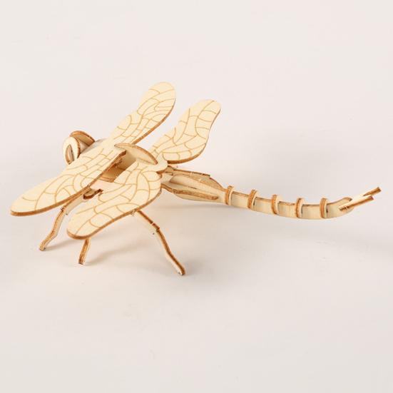 3D Animal Puzzle Toy DIY Handmade Wooden Mini Butterfly Dragonfly Bee Beetle