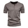 AIOPESON 100% хлопок футболка с воротником-хенли мужская повседневная высококачественная летняя мужская футболка с коротким рукавом модная базовая футболка для мужчин