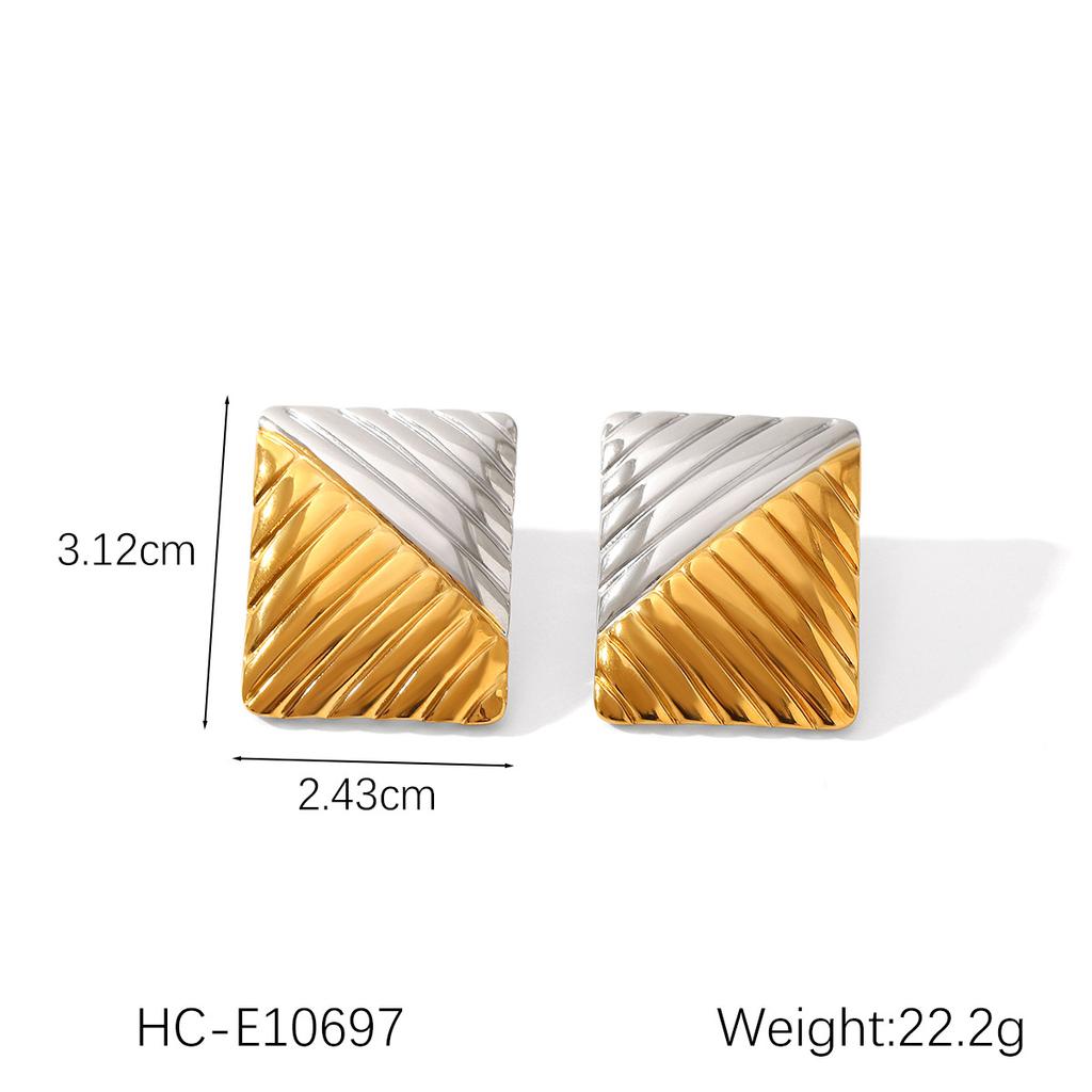 Женские серьги из нержавеющей стали с блочной расцветкой в золотом и серебряном цветах, гладкая геометрическая текстура, солнечная пентаграмма, европейский и американский дизайн, ювелирный подарок
