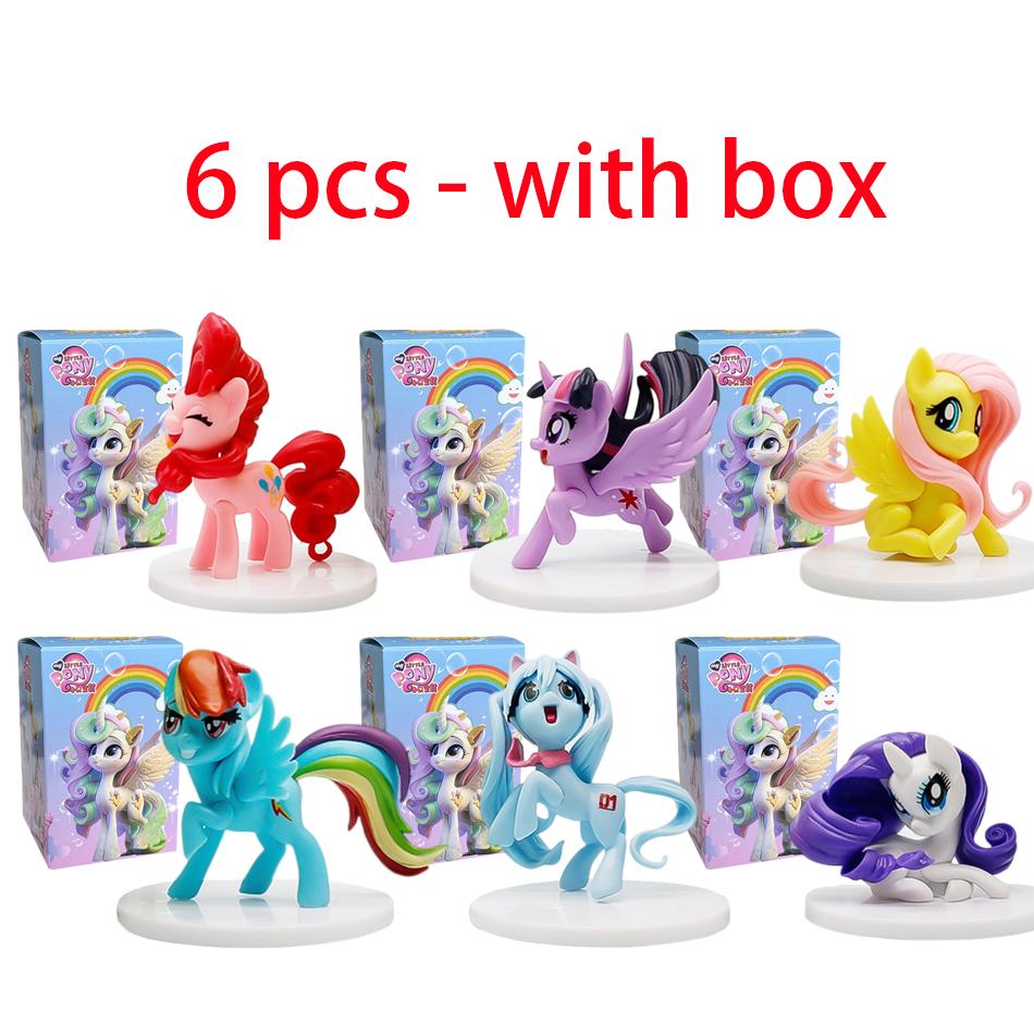 Модель My Little Pony Фигурки Фигурки Действия Игрушка Мультфильм Аниме Пинки/Флаттершай/Сумеречная Искорка Кукла Украшение Подарок