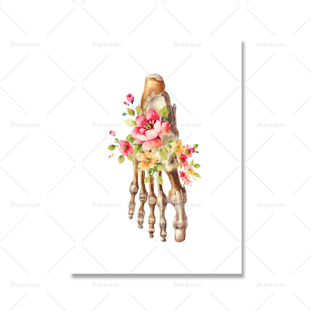 Скелетная система человека Canavs живопись функции скелета плакат с цветочным принтом анатомия человеческого тела настенная картина доктор офисный декор