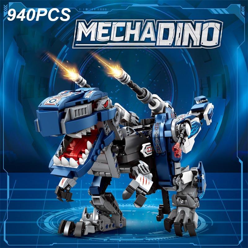 940 шт. Механический Тираннозавр Рекс Строительные блоки Подвижные суставы Динозавр Креативная модель Кирпичики Детская игрушка Праздничные подарки