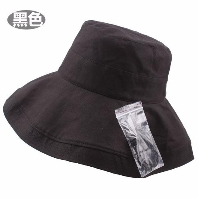 Hat women's summer versatile travel sun protection visor casual outdoor bucket hat women's big brim sun hat tide